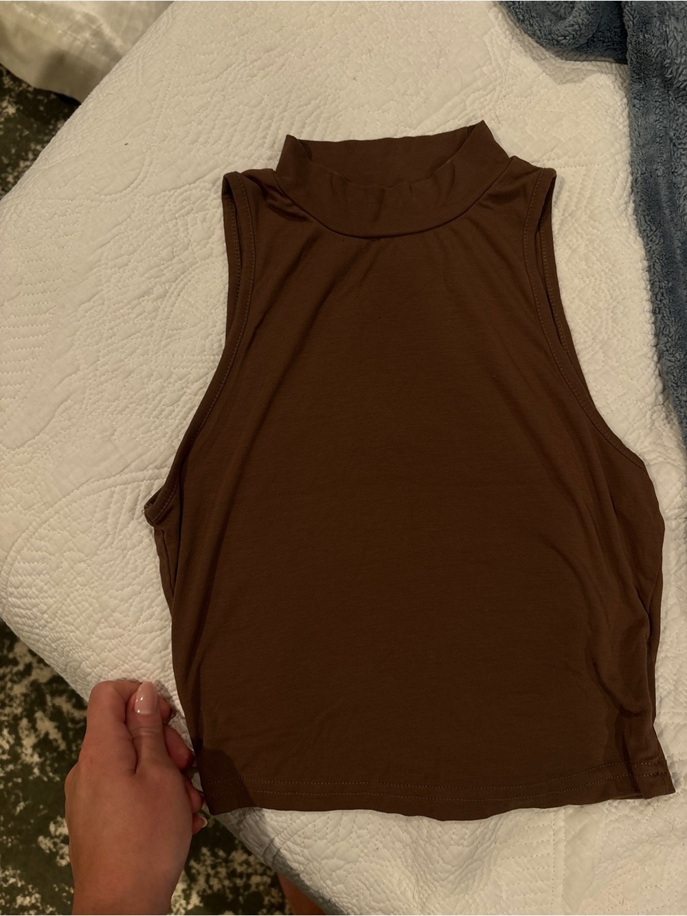 Brown Mock Neck Sleeveless Top - Women